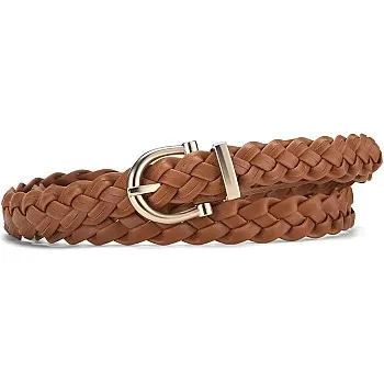 Jeans Pin Buckle Belt - Flat leather belt with sleek pin buckle and woven edge, tailored to complement slim-fit jeans effortlessly.