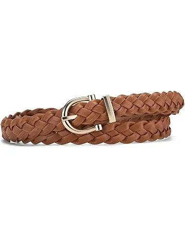 Jeans Pin Buckle Belt - Flat leather belt with sleek pin buckle and woven edge, tailored to complement slim-fit jeans effortlessly.