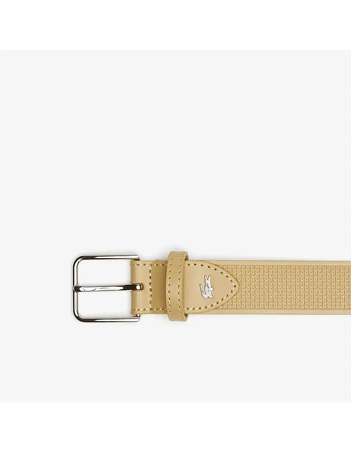 Lacoste Womens Metal Crocodile Stitched Leather Belt