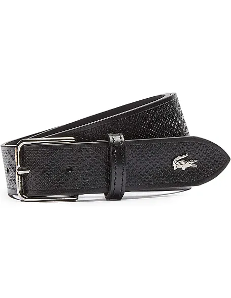 Lacoste Womens Metal Crocodile Stitched Leather Belt