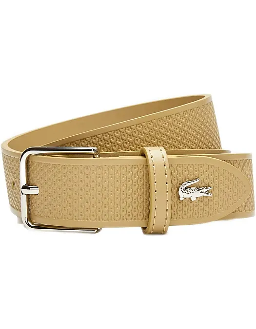 Lacoste Womens Metal Crocodile Stitched Leather Belt