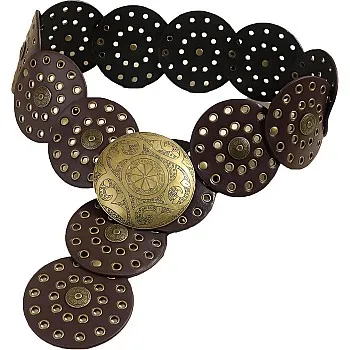 Retro Circle Belt - Elegant Wide Waist Cincher for Women Featuring Metallic Shine and Western Vibe, Ideal for Pairing with Dresses or High-Waisted Pants for Confident Style