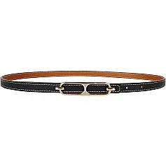 Style Harmony - Classic Women’s Leather Belt with Lustrous Alloy Buckle, Slim Fit Enhancing Waist Definition, Suitable for Denim or Dresses and Perfect for Modern Professional Fashion Looks