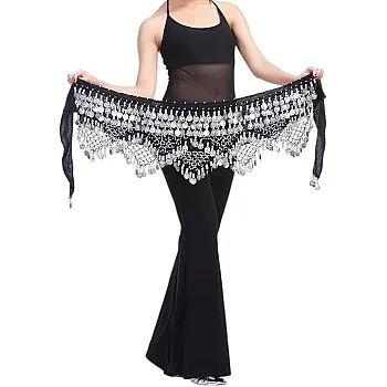 Women's Belly Dance Chiffon Waist Belt with Coins
