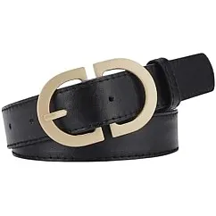 Women's Belt Set, Tan White Black, Gold Buckle, Leather Strap Set PU Leather -M82