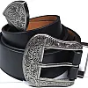 Women's Silver Buckle Leather Belt - Girls