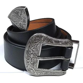 Women's Silver Buckle Leather Belt - Girls