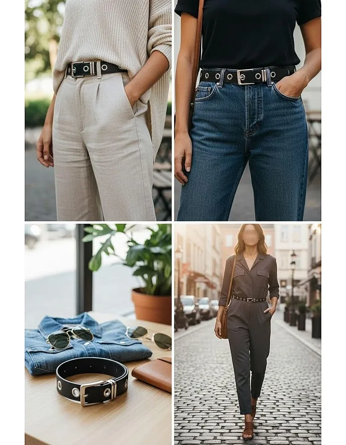 Zone Shop Genuine Leather Belt for Women - Elegant Round Design - Combining Durability and Luxury - Provides a High-End Fashion Look - Suitable for Daily Use and Various Occasions.