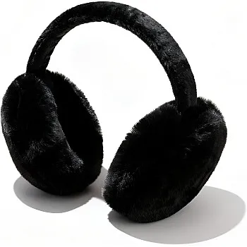 Foldable Hamburger Earmuffs - Unisex plush winter ear warmers in black, designed for maximum warmth, portability, and style during outdoor activities.