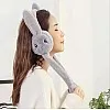 Plush Bunny Earmuffs with Moving Ears, Grey, Winter Warm Head Accessory
