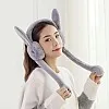 Plush Bunny Earmuffs with Moving Ears, Grey, Winter Warm Head Accessory
