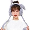 Plush Bunny Earmuffs with Moving Ears, Grey, Winter Warm Head Accessory