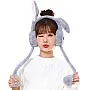 Plush Bunny Earmuffs with Moving Ears, Grey, Winter Warm Head Accessory