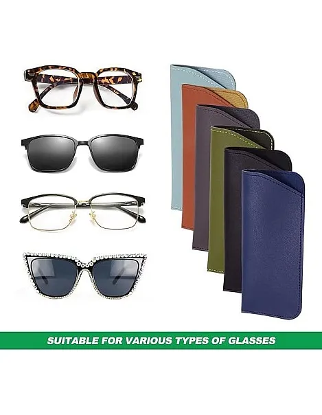 6 Pack Soft Leather Glasses Case,Portable Sunglasses Pouch, One Size