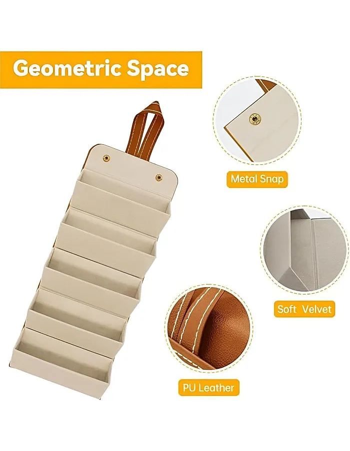 Pouch - Versatile Leather Sunglasses Storage Solution with Six Compartments for Hassle-Free Travel