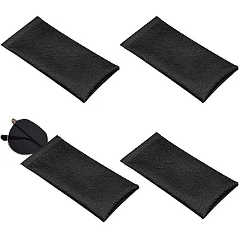 Set of 4 Glasses Case Sunglasses Case PU Leather Soft Glasses Case Protective Cover for Sunglasses Lipsticks Credit Cards Headphones Cosmetics Watches (Black)