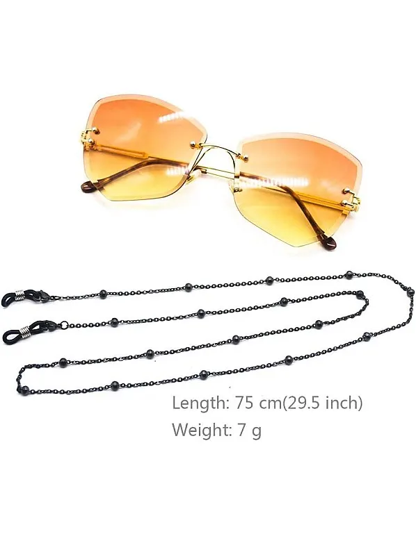 3PCS Eyeglass Chain Sunglass Strap Holder Reading Glass Cords Lanyard Beaded Necklace Chain Eyewear Retainer Chain Metal Long Necklace Fashion Accessories