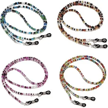 Beaded Eyeglass Chains, 4-Piece Set, Colourful Anti-slip Spectacle Lanyards, Sunglasses Neck Cord