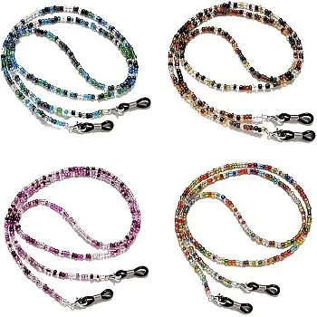 Beaded Eyeglass Chains, 4-Piece Set, Colourful Anti-slip Spectacle Lanyards, Sunglasses Neck Cord