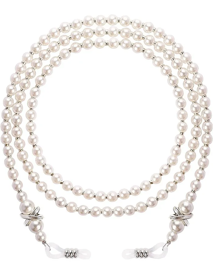 Vin beauty Glasses Chain, Pearl Eyeglass Chain, Beaded Eyeglass Chain Sunglasses Holder Strap, Eye Glass Holders Necklaces, Pearl Masks Chian for Women, White, One size