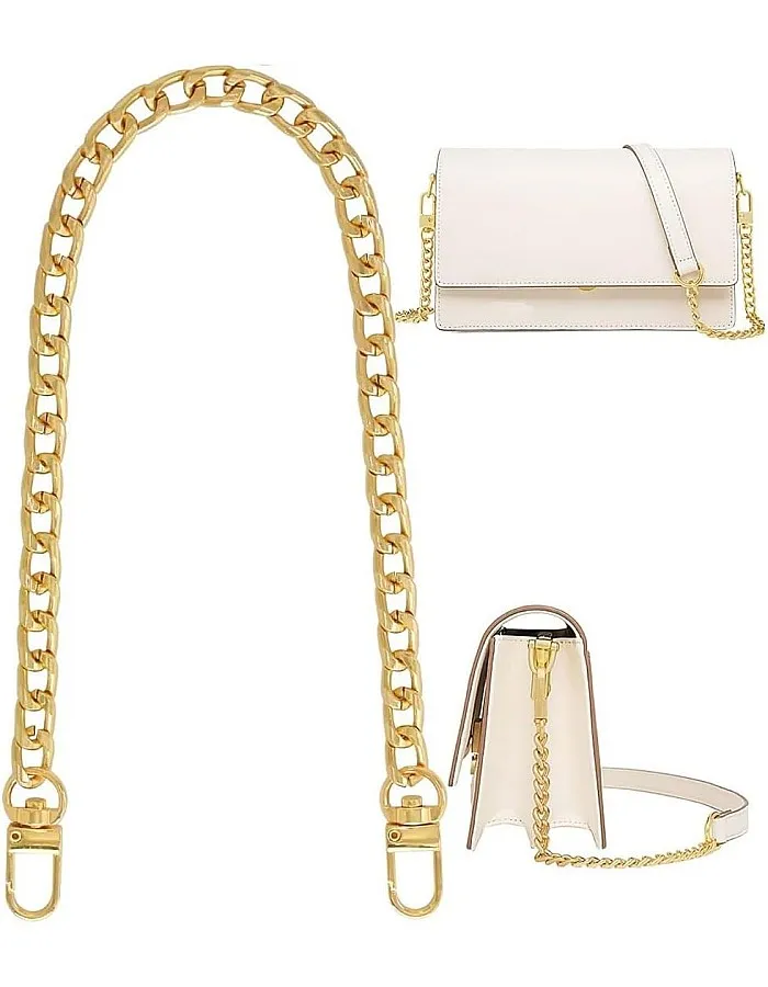 fashion mania Purse Chain Straps, Handbags Replacement Chain Strap with Buckles, Metal Strap for Women Purse Shoulder Crossbody Handbags Replacement, Decoration & DIY (Light Gold 15.75 Inch)