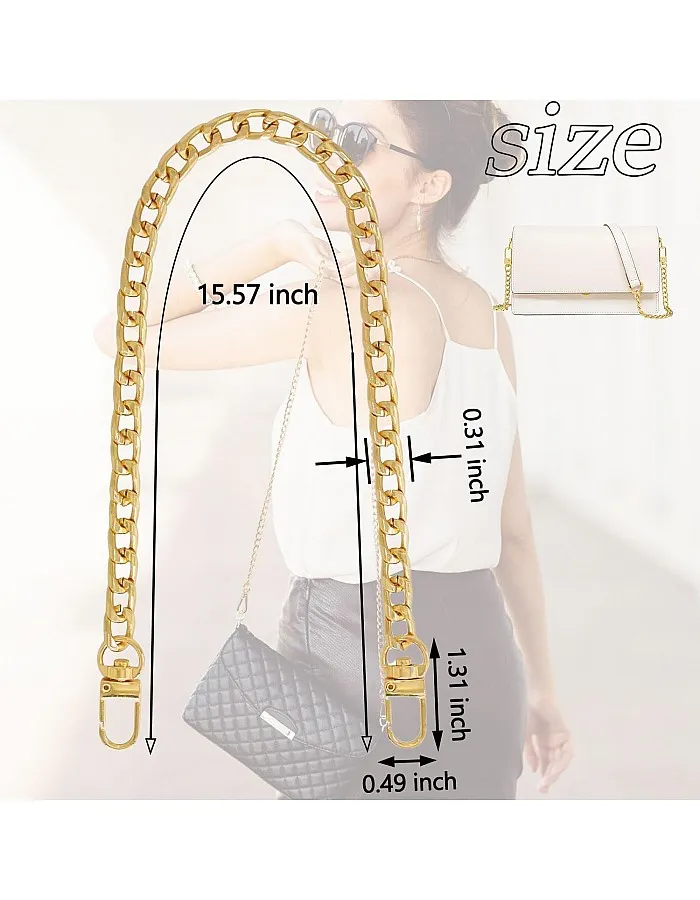 fashion mania Purse Chain Straps, Handbags Replacement Chain Strap with Buckles, Metal Strap for Women Purse Shoulder Crossbody Handbags Replacement, Decoration & DIY (Light Gold 15.75 Inch)