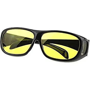 Unisex HD Night Vision Driving Sunglasses Yellow Lens Over Wrap Around Glasses - 2724644110694