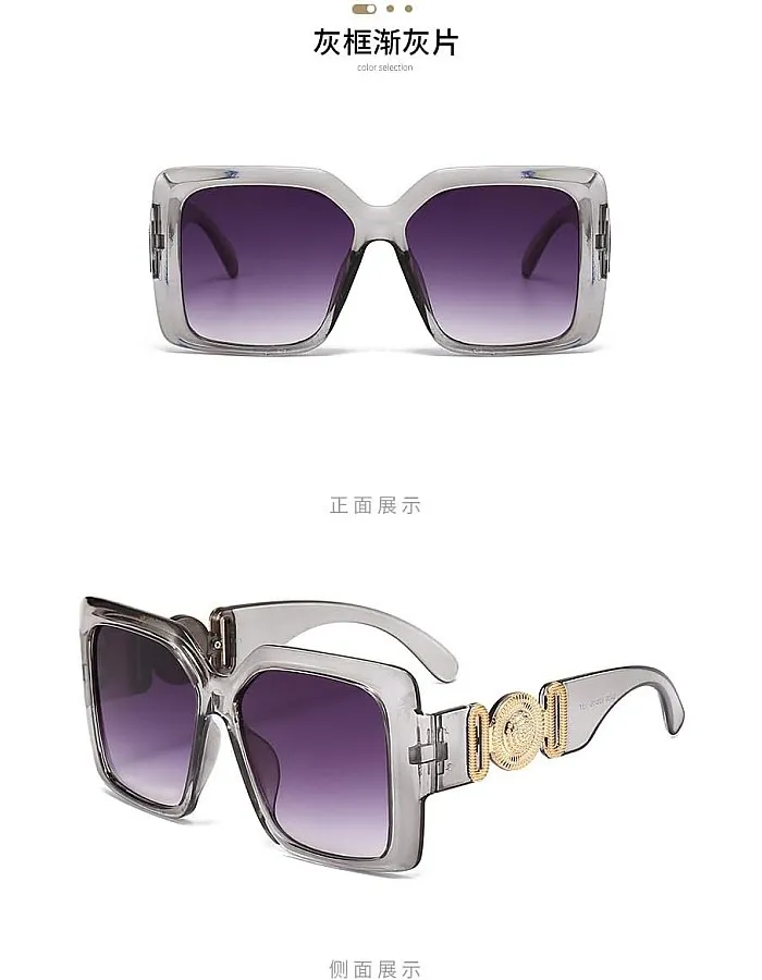Women Oversized Sunglasses Designer Luxury Square Sun Glasses UV400 Protection Flat Lens Women Beauty Design Sunglasses