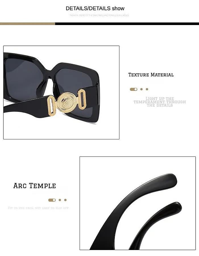 Women Oversized Sunglasses Designer Luxury Square Sun Glasses UV400 Protection Flat Lens Women Beauty Design Sunglasses
