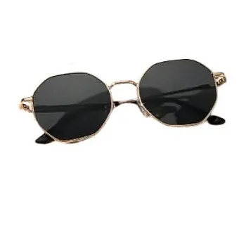 Women's Round Sunglasses Gold and Black Lens High Elegance and Durability - Full UV Protection