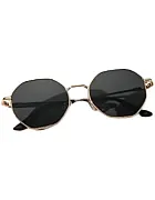 Women's Round Sunglasses Gold and Black Lens High Elegance and Durability - Full UV Protection