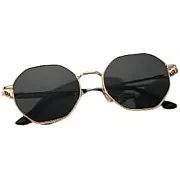 Women's Round Sunglasses Gold and Black Lens High Elegance and Durability - Full UV Protection
