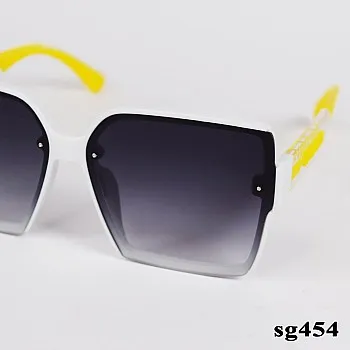 sg454 Over d Square Sunglasses Yellow and white Frames,black Lenses, 48