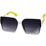sg454 Over d Square Sunglasses Yellow and white Frames,black Lenses, 48
