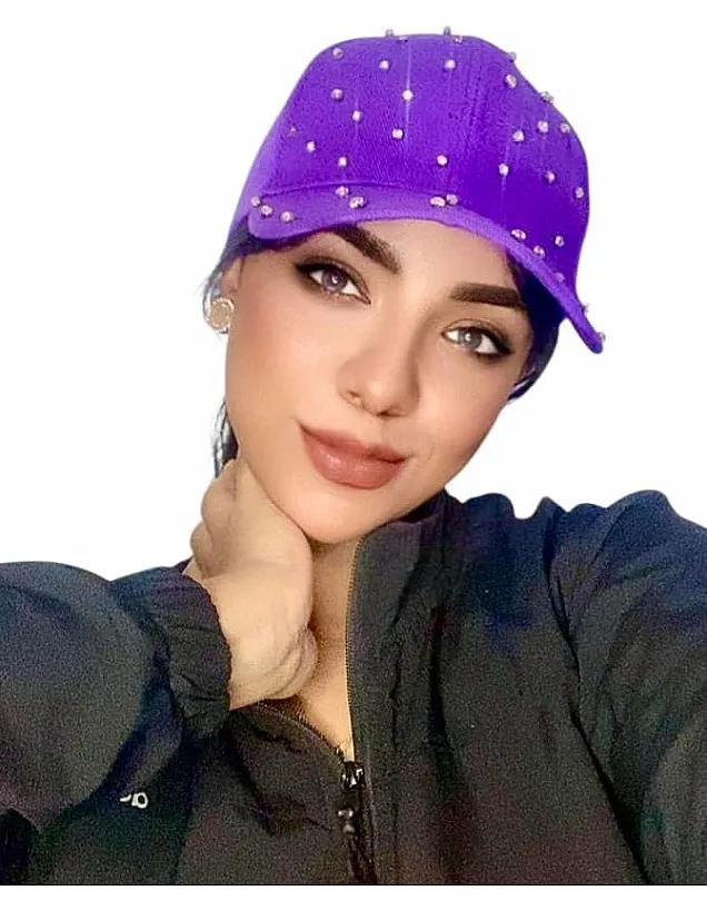 Purple Crystal Baseball Cap Fashion Sports Cap with Sparkly Beads for Women