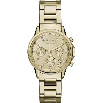 A|X Armani Exchange smart women's gold dial stainless steel band chronograph watch - ax4327