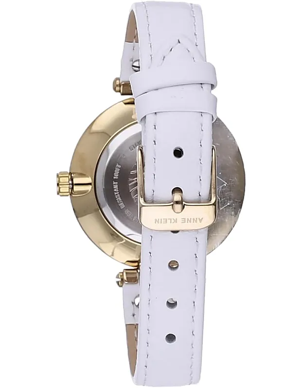 Anne Klein Women's Leather Strap Watch, White, 10/9168WTWT