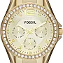 Fossil Watch Unisex , Quartz Movement, Analog Display, Gold Stainless Steel Strap-ES3203