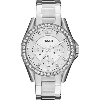 Fossil Watch Unisex , Quartz Movement, Analog Display, Silver Stainless Steel Strap-ES3202