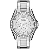 Fossil Watch Unisex , Quartz Movement, Analog Display, Silver Stainless Steel Strap-ES3202