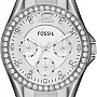 Fossil Watch Unisex , Quartz Movement, Analog Display, Silver Stainless Steel Strap-ES3202