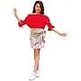 Girls' set, a red blouse and a multi-colored pocket