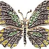 Gyn&Joy Multi-Color Crystal Rhinestone Winged Butterfly Pin Brooch BZ030, crystal, created-yellow-sapphire