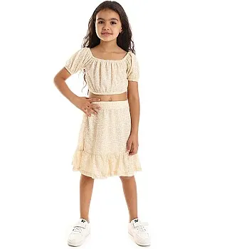KADY Girls Knitted Puffed Off Shoulder Sleeves Girls Clothing Set Knitted Puffed Off Shoulder Sleeves Girls Clothing Set