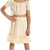 KADY Girls Knitted Puffed Off Shoulder Sleeves Girls Clothing Set Knitted Puffed Off Shoulder Sleeves Girls Clothing Set
