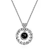 Retro Rounded Hearts 925 Sliver 100 Languages I Love You Projection Pendant Couple Necklace For Lovers 2023 Trendy Couple Romantic Jewelry (Silver)