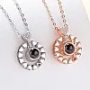 Retro Rounded Hearts 925 Sliver 100 Languages I Love You Projection Pendant Couple Necklace For Lovers 2023 Trendy Couple Romantic Jewelry (Silver)