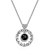 Retro Rounded Hearts 925 Sliver 100 Languages I Love You Projection Pendant Couple Necklace For Lovers 2023 Trendy Couple Romantic Jewelry (Silver)