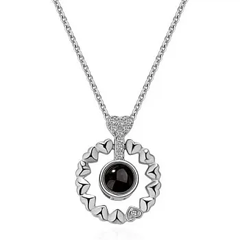 Retro Rounded Hearts 925 Sliver 100 Languages I Love You Projection Pendant Couple Necklace For Lovers 2023 Trendy Couple Romantic Jewelry (Silver)