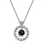 Retro Rounded Hearts 925 Sliver 100 Languages I Love You Projection Pendant Couple Necklace For Lovers 2023 Trendy Couple Romantic Jewelry (Silver)